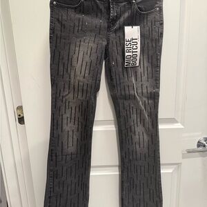 Designer Black Patterned Bootcut Jeans